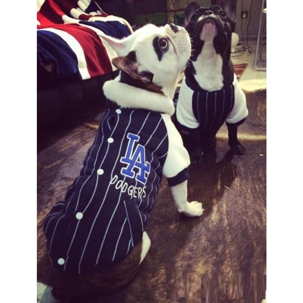 Husdjurskläder Vår Höst Bomull Baseballtröja Randig skjorta Teddy Bichon Hundkläder Navy blue 3XL