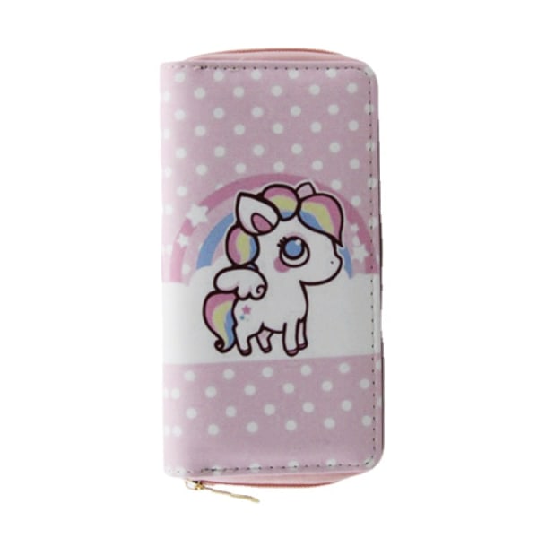 Unicorn Series Hestehode Lang Pu Horisontal Firkantet lommebok Student Clutch med glidelås Unicorn C