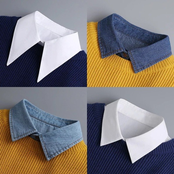 Pige Kvinders falsk krave Vinter Forår Ren Bomuld All-Match Casual Tip Matchende Sweater Sweater Aldersreducerende skjorte Anti-Wrinkle stand collar (white)