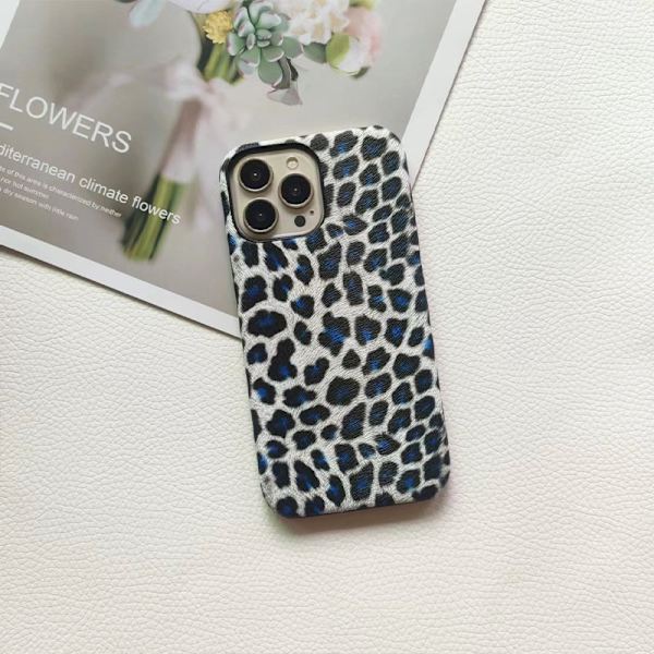 Fodral för iPhone 17 Blått Leopardtryck Halvtäckande Textur