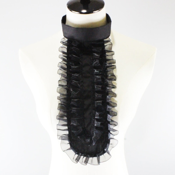 Naisten väärennetty kaulus Irrotettava puolisolki Kaksirivinen laskostettu reuna sisäpinta koristeellinen Black
