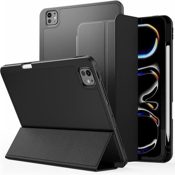 Stilfuldt etui til iPad 2025 11 Sort Læder