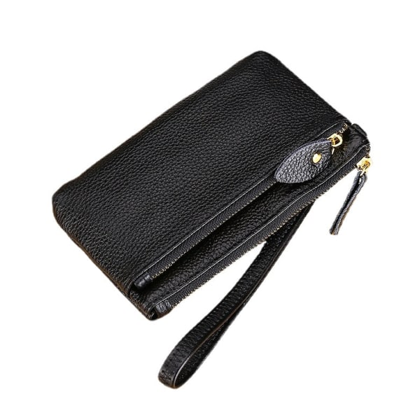 Naisten lompakko kolikkokukkaro Aito nahka Fashion Clutch vetoketjullinen rannelaukku Black short