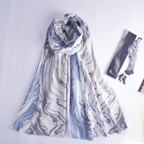 Imitation Cashmere Dam höst Vinter Scarf Filt Wrap Sjal Stole Varm Mjuk Vertikal Grain Marmor Vertical Marble Blue 190*65CM