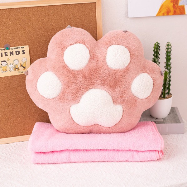 Cute Kitty Airable Cover Cat's Paw Pude Tæppe To-i-One Nattepude Pyntepude Wenhe pink 100*160cm