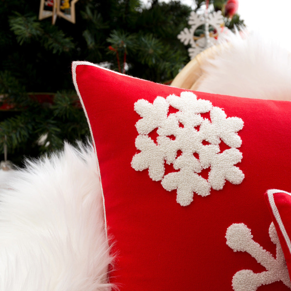 Juleboligdekoration Stort snefnugbroderi pudebetræk, 45 * 45 cm uden pudekerne Sky Blue 45*45cm