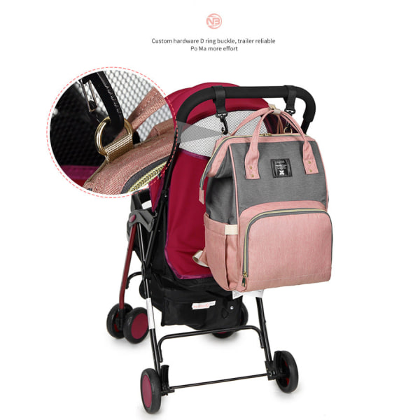 Skötväskor Mammaväska Multifunktionell uppgraderad vattentät ryggsäck med stor kapacitet Pink and gray