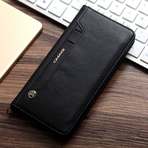 Fodral för iPhone14PROMAX svart magnetisk flip läder korthållare