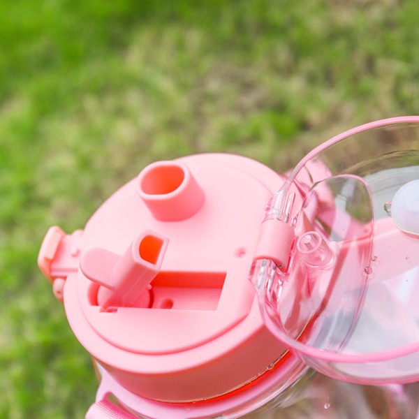 Barn vatten dricksflaska söt för barn Hög temperatur resistent tecknad dubbeldrink plast bärbar White 1300ML