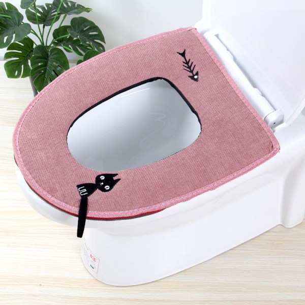 3 kpl wc-istuimen cover Creative Cute Vedenpitävä O-rengas vakosamettivetoketju Pink