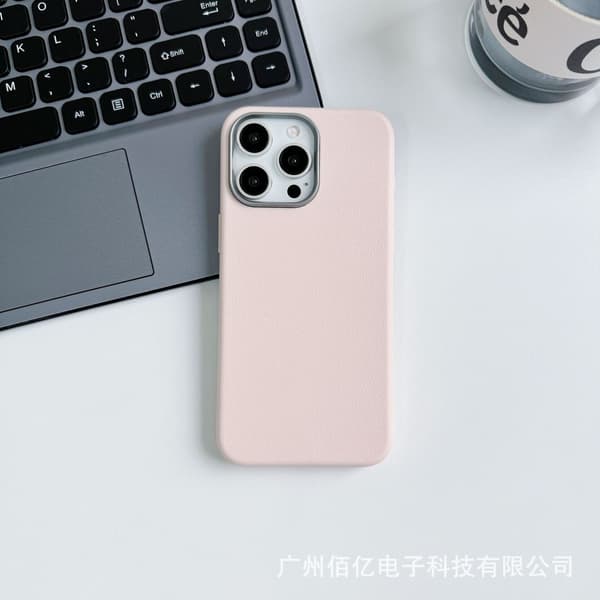 2 stk. Etui til iPhone 17 Pro Pink blød efterårs- og vinterimitation lædertekstur ensfarvet