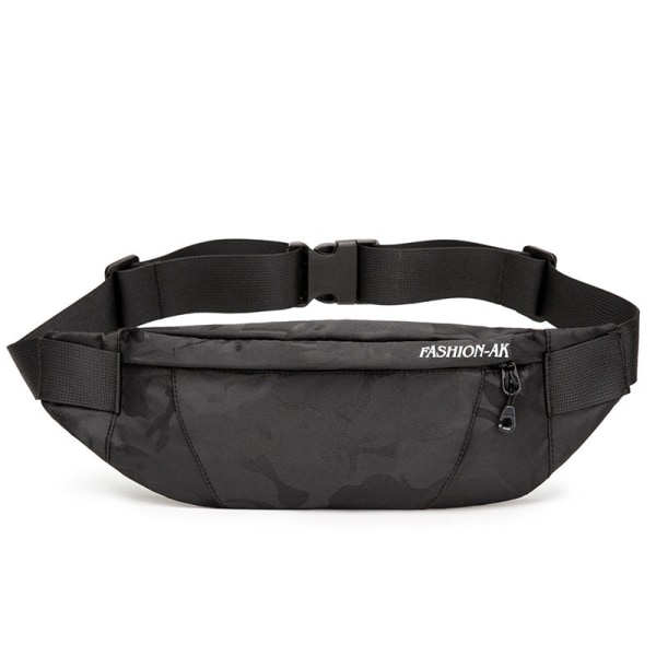 Menn kvinner Fanny Pack Midjeveske Multifunksjonell Crossbody Chest Outdoor Sports Dame Mobiltelefon AK camo Black Medium