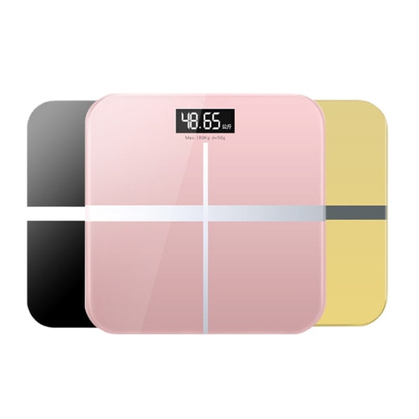 Kropsvægtsvægt Badeværelse rund hjørne Platform digitalt glas Elektronisk opladningsintelligens Pink 26*26cm