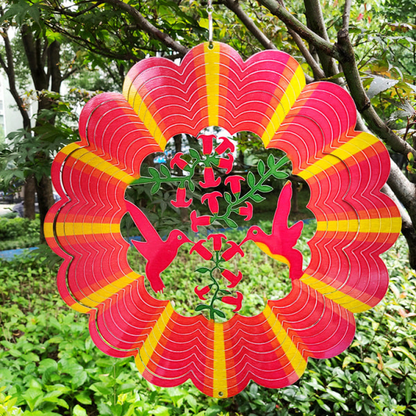 Wind Chimes 3D Dynamisk Roterende Rustfritt Stål Farge Metall Sheet Turn 12-tommers W2007 Mandala