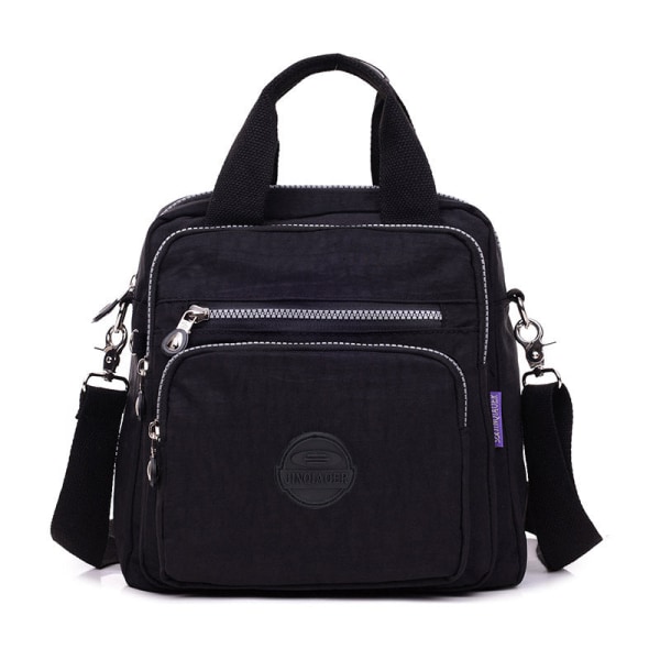Nylon taske Skulder Messenger Bag Bærbar kvinders rygsæk dametaske Black