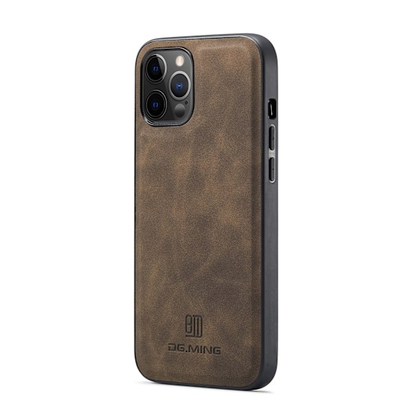 Kotelo iPhone 13 mini -puhelimelle, yksiosainen pohjakotelo, kahvi, magneettinen korttipidike, jaettu lompakko, nahka