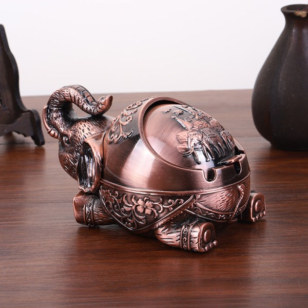 Askfat Tebord Hantverksdekoration Vindtätt cover Elefant askfat Lucky Elephant red bronze