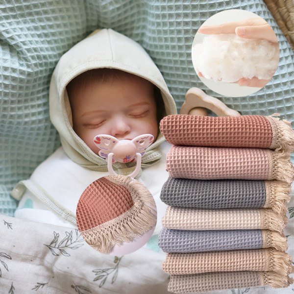 Nordic Style Bomuldsvaffelkvast Sidetæppe Babybadehåndklæde, der dækker Tæppe Kontor White 70*110cm