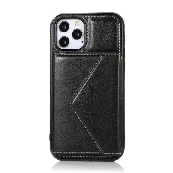 Fodral för iPhone 13 Pro Max svart crossbody solid plånbok snodd anti fall fulltäckande kortfack