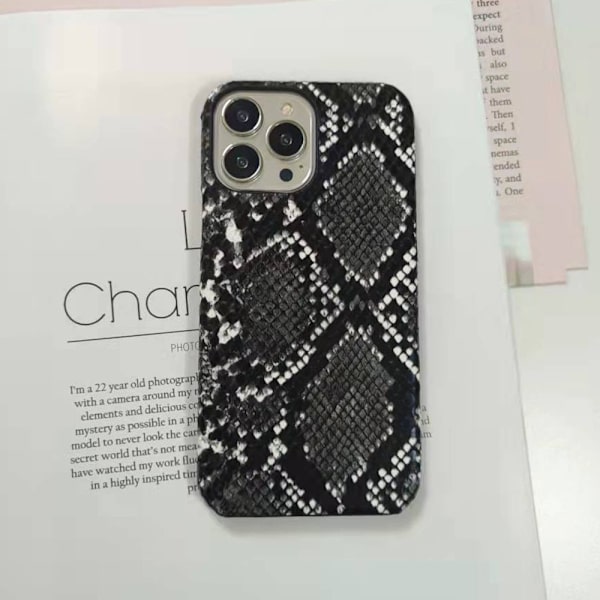 Etui til iPhone 17 Air Svart Pythontekstur Halvt Skinn