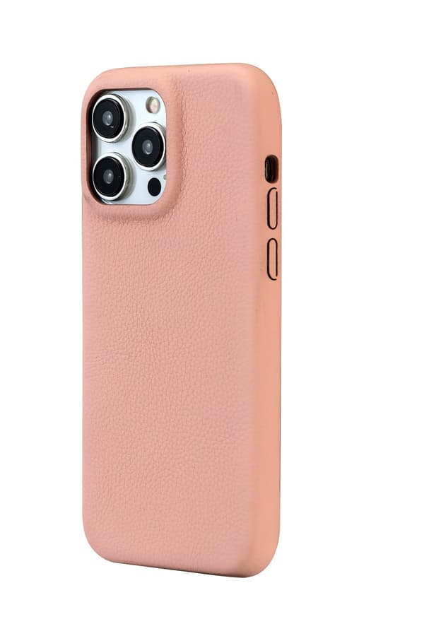Etui til iPhone15promax pink solid litchi mønster fuld bagside fire sider japansk stil a
