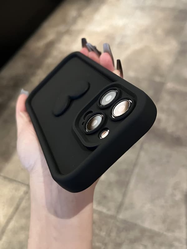 iPhone 17 Grafit Sort Cover 3D Hjerte Fuld Dækning Stødsikkert