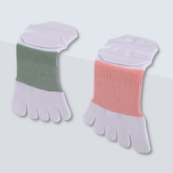 1 pari Finger Five Toe naisten liukumattomat silikoniset joogapilatessukat, monivärinen puuvilla Green Average Size