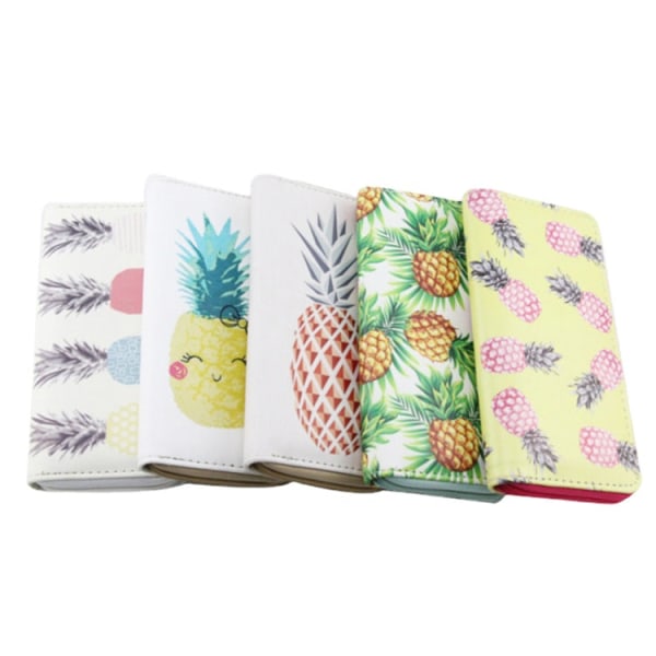 Ananas Frukt Lang Pu-lommebok Student Horisontal Firkantet Lommebok Clutch med glidelås Pink