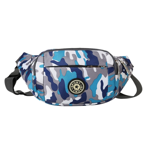 Menn kvinner Fanny Pack Midjeveske Utendørs vannsprut Skråbrysttelefon Multi-Purpose Cash s Camouflage light blue