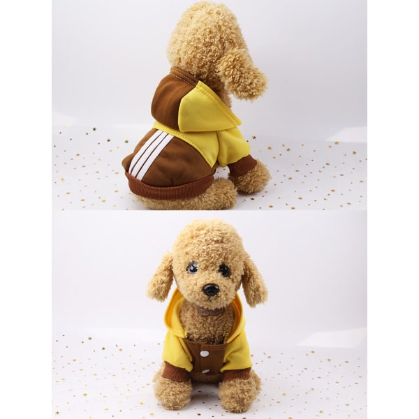 Kjæledyrsklær Høst og vinter Hundekontrastfarge Sweatshirt Little Teddy yellow coffee L