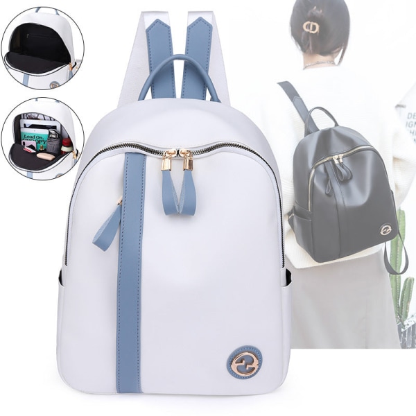 Skol Student Ryggsäck College Bokväska Resväska Pu Outdoor Casual Kontrastfärg Black
