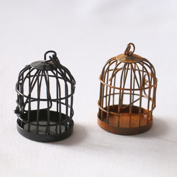 Miniatyrmöbler Leksaksdockor Hus Gör det själv Dekoration Tillbehör Mini Fågelbur Trädgård Yard Suckulent Make rust bird cage