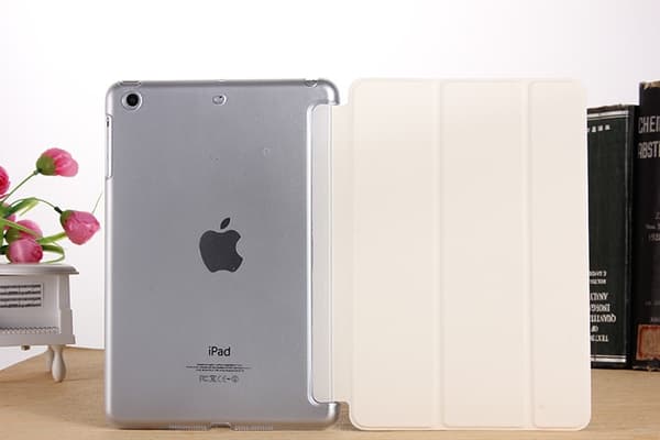 Stilfuldt etui til iPad 2/3/4 hvidt tri fold elastisk læder sleep