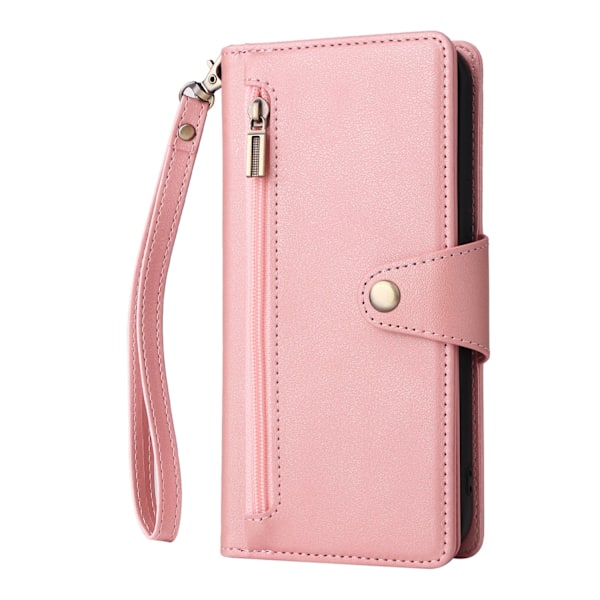 Fodral för iPhone15 roséguld OnePlus orange spänne plånbok läder fantasy nio kort one plus