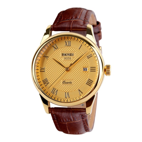 Miesten kellot Klassinen Business Belt Quartz Watch Teräsrannekello Watch surface-brown C