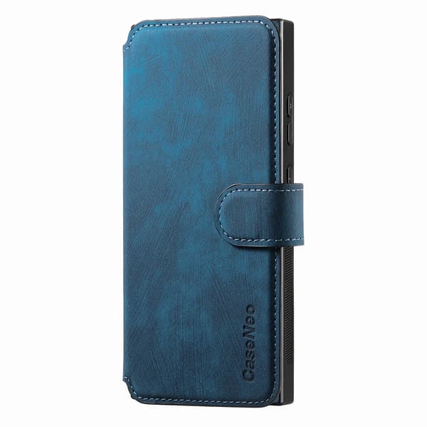 Etui til iPhone 7 Plus/8 Plus blå 2 i 1 magnetisk splitlæder kortholderpung