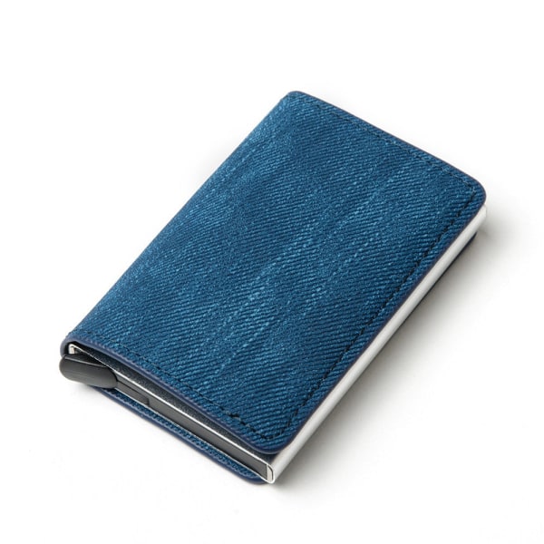 Kvinner lommebok myntveske Metallboks Aluminiumslegering Kredittkortboks Denim Sapphire Blue