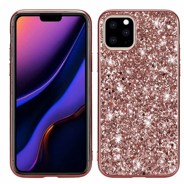 iPhone 13 -kotelo ruusukullanvärinen glitteriviilu sähköpinnoitettu täysi anti-fall ulkopinta