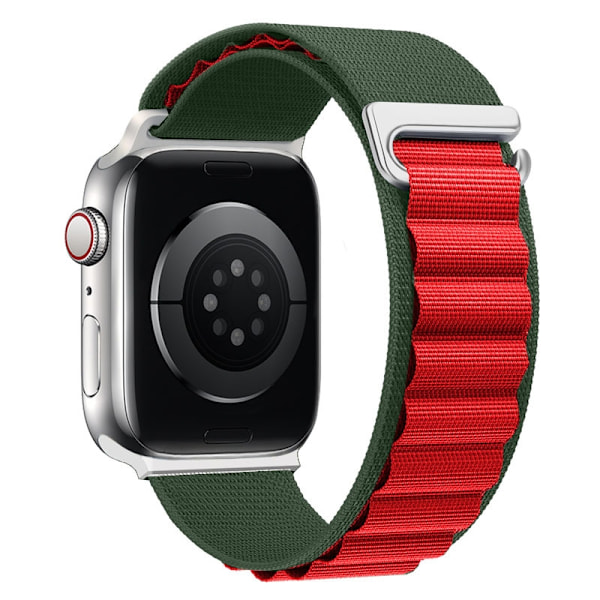 Klokkereim for Apple Watch iWatch 38/40/41mm rustfritt stål kobling grønn med rød