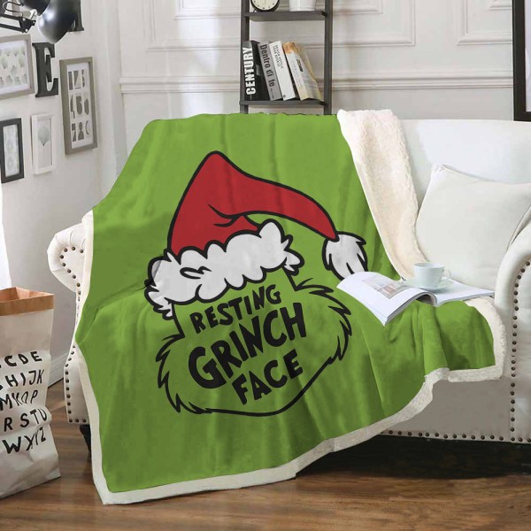Christmas Grinch Nap Blanket Foreign Trade Blanket Sofa Cover Nap Blanket Green 130*150CM