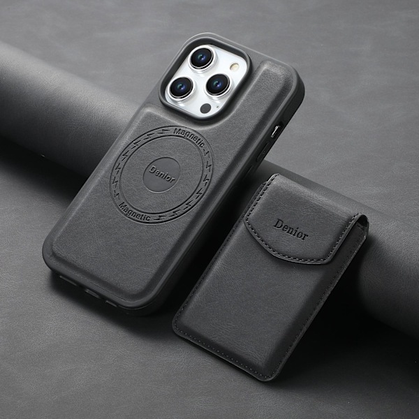 Etui til iPhone 13/14 sort kortslot aftagelig kombinationsfunktion magnetisk holder