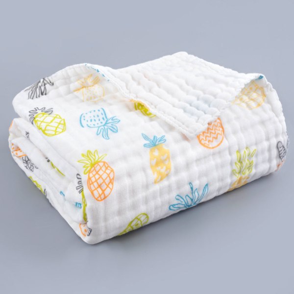 Ren bomull Barnetepper med høy tetthet født seks-lags boblegazeteppe Babys badehåndkle Color pineapple 110*110cm