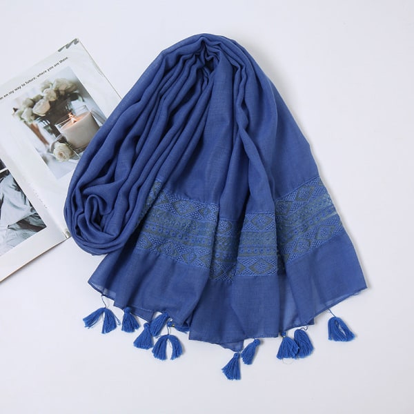 Scarfsjal för kvinnor 2022 Vinterförtjockad Tie-Dyed Spets Sapphire Blue 210-70cm