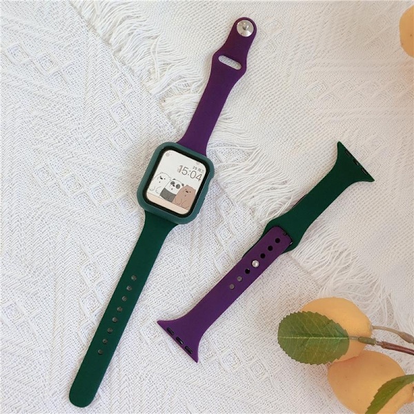 Kellon ranneke Apple Watch iWatch 40mm pienelle S-tumman violetti + tummanvihreä + tummanvihreä kuorikalvo