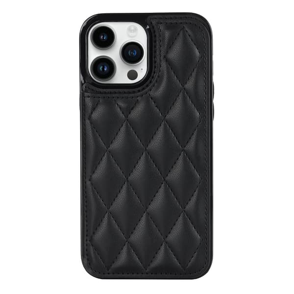 Etui til iPhone 15 Plus sort ins dobbelt spænde kortholder diamant læder