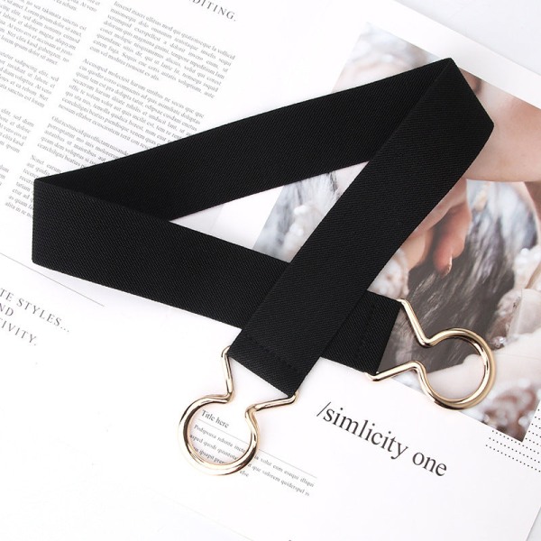 Naisten vyöt Simple Four Seasons Naisten musta elastinen vyötärönauha, yksiympyräinen vyö All-Match koristeet tyylinen vyö Black 3.8cm