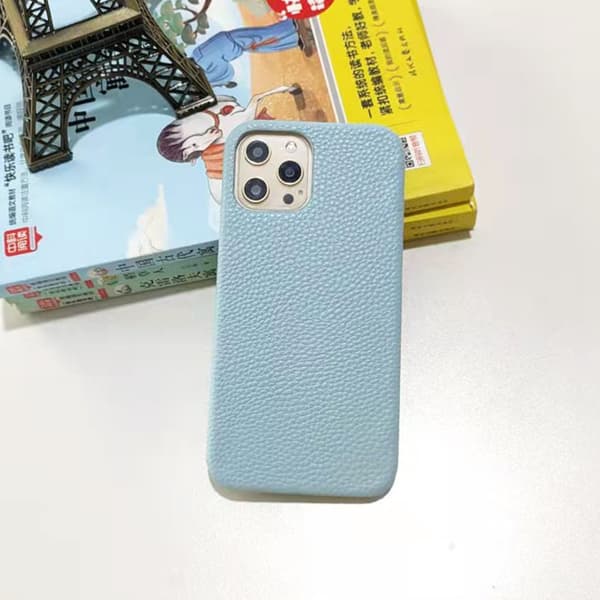 Etui til iPhone 17pro lyseblåt læder halv etui