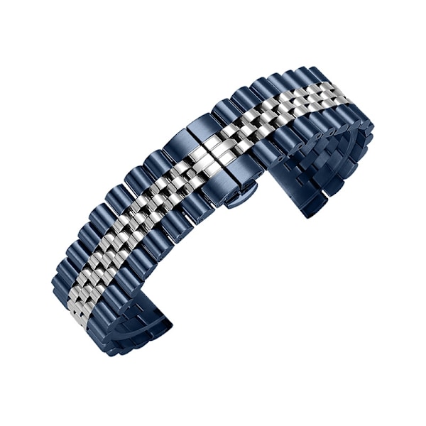 Klockarmband för Apple Watch iWatch för 1-7 generationer - storlek 38-40-41mm blå silver - ox ring fem pärlor