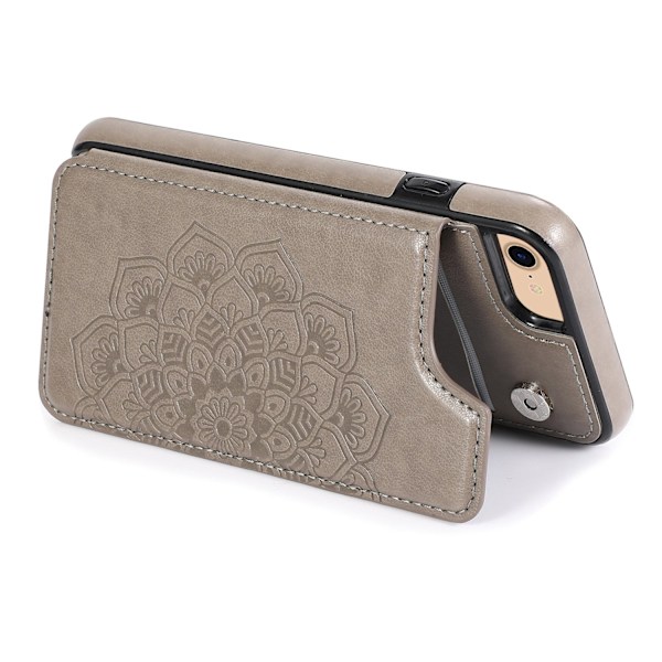 Etui til iPhone 13 6.1 gråt læder mandala præget