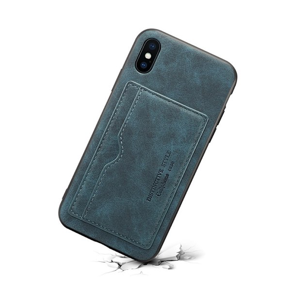 Etui til iPhone 14 Pro blåt læder kortholder